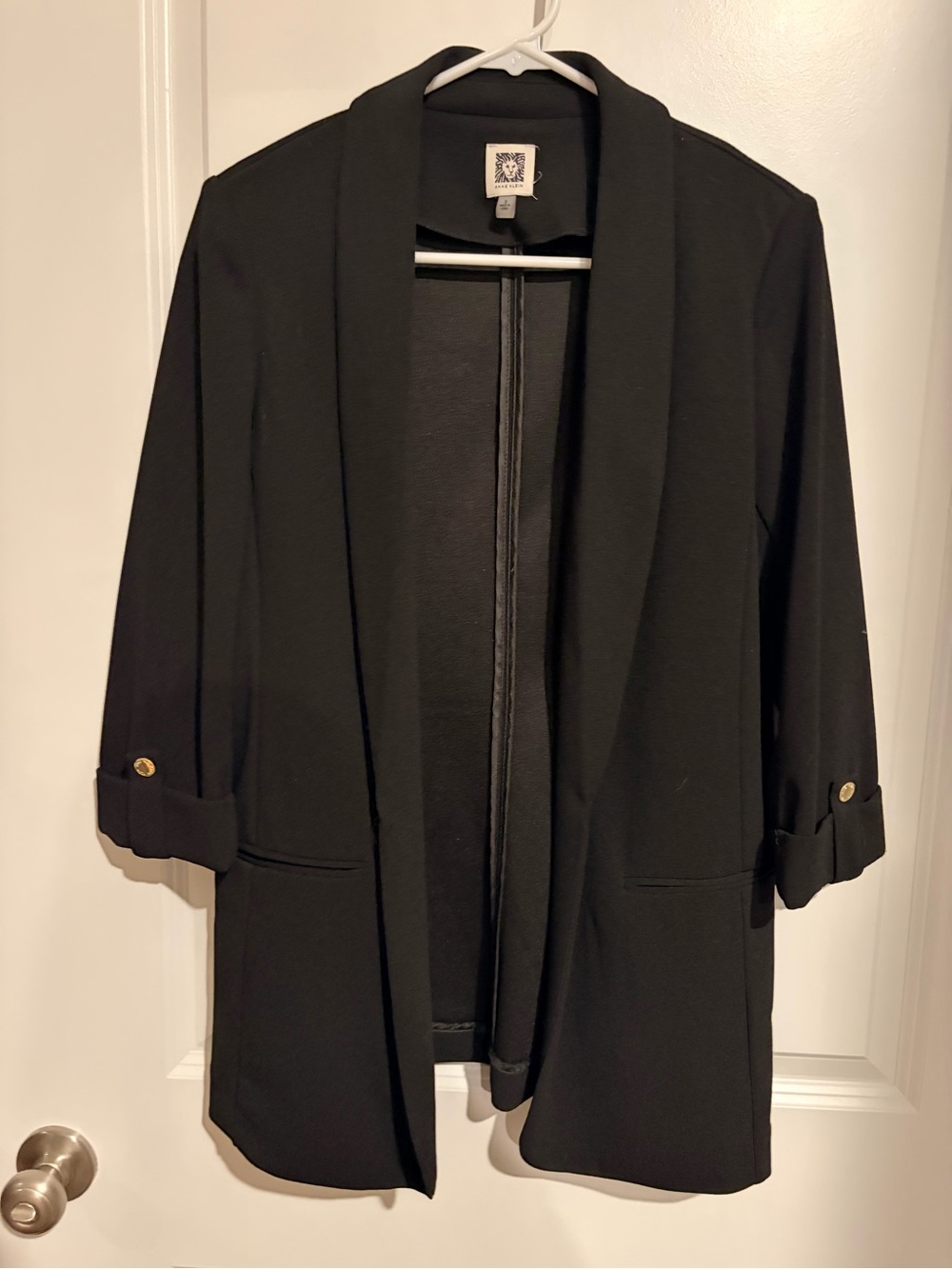 Black Open-Front Blazer Jacket - Annie Klien